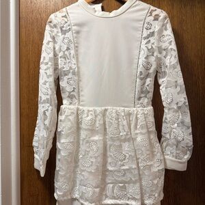 Theory Ivory Lace Long-Sleeve Wedding Dress Top